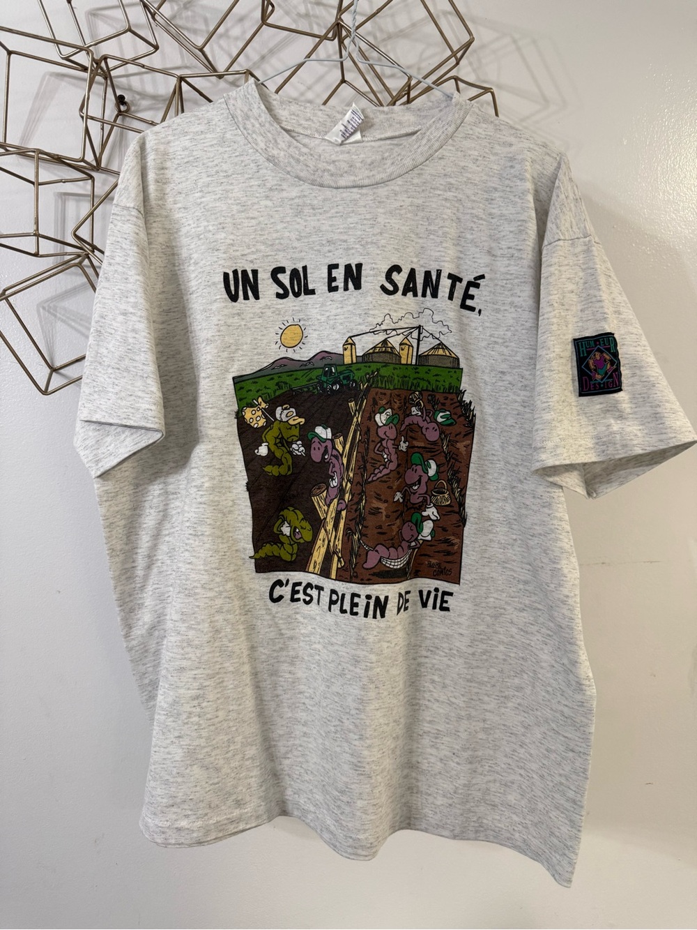 Men’s Grey Graphic Tee - 'Un Sol En Santé'